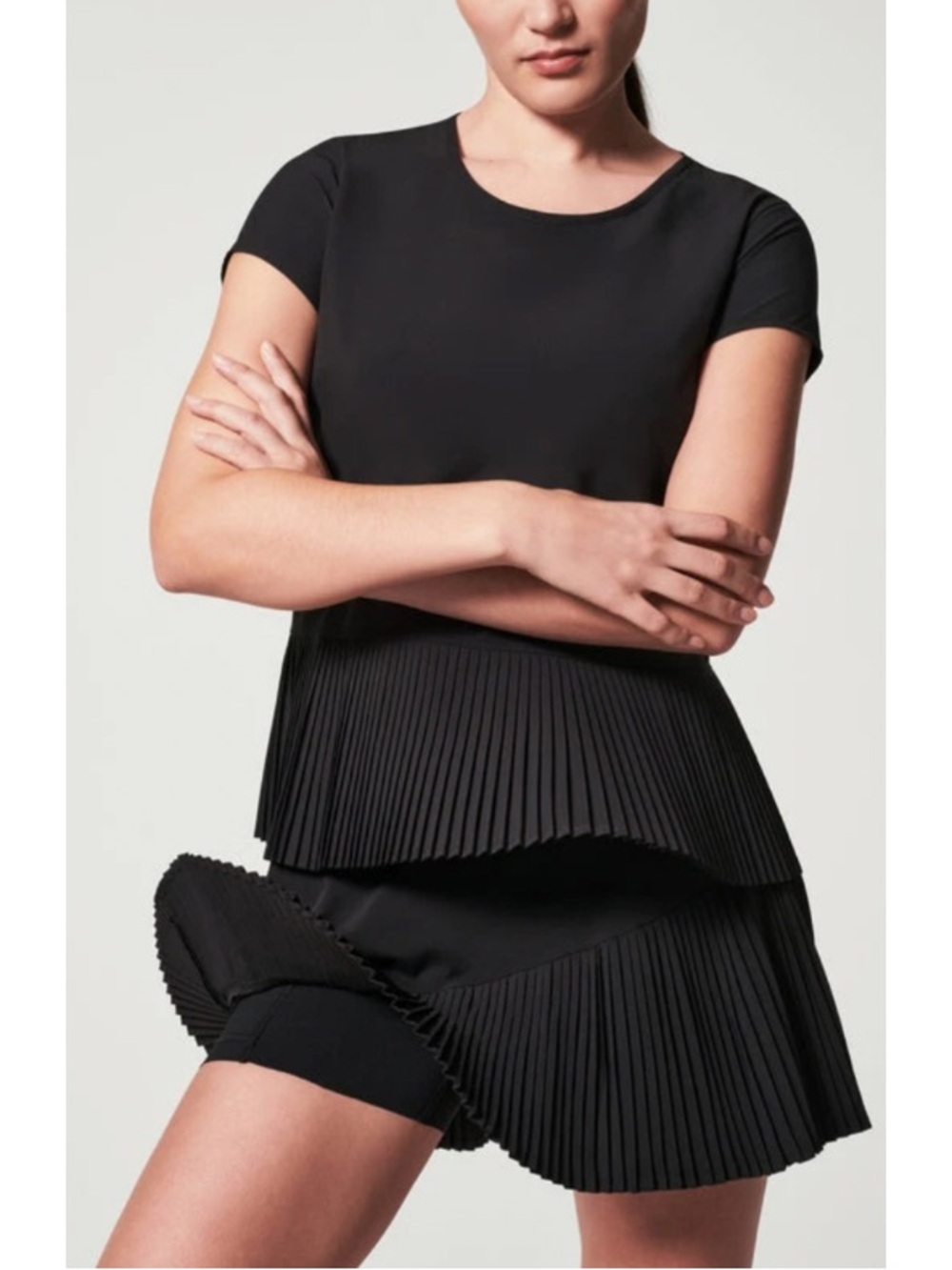 Spanx Athleisure / Activewear Set - Black Top With Tennis Skirt